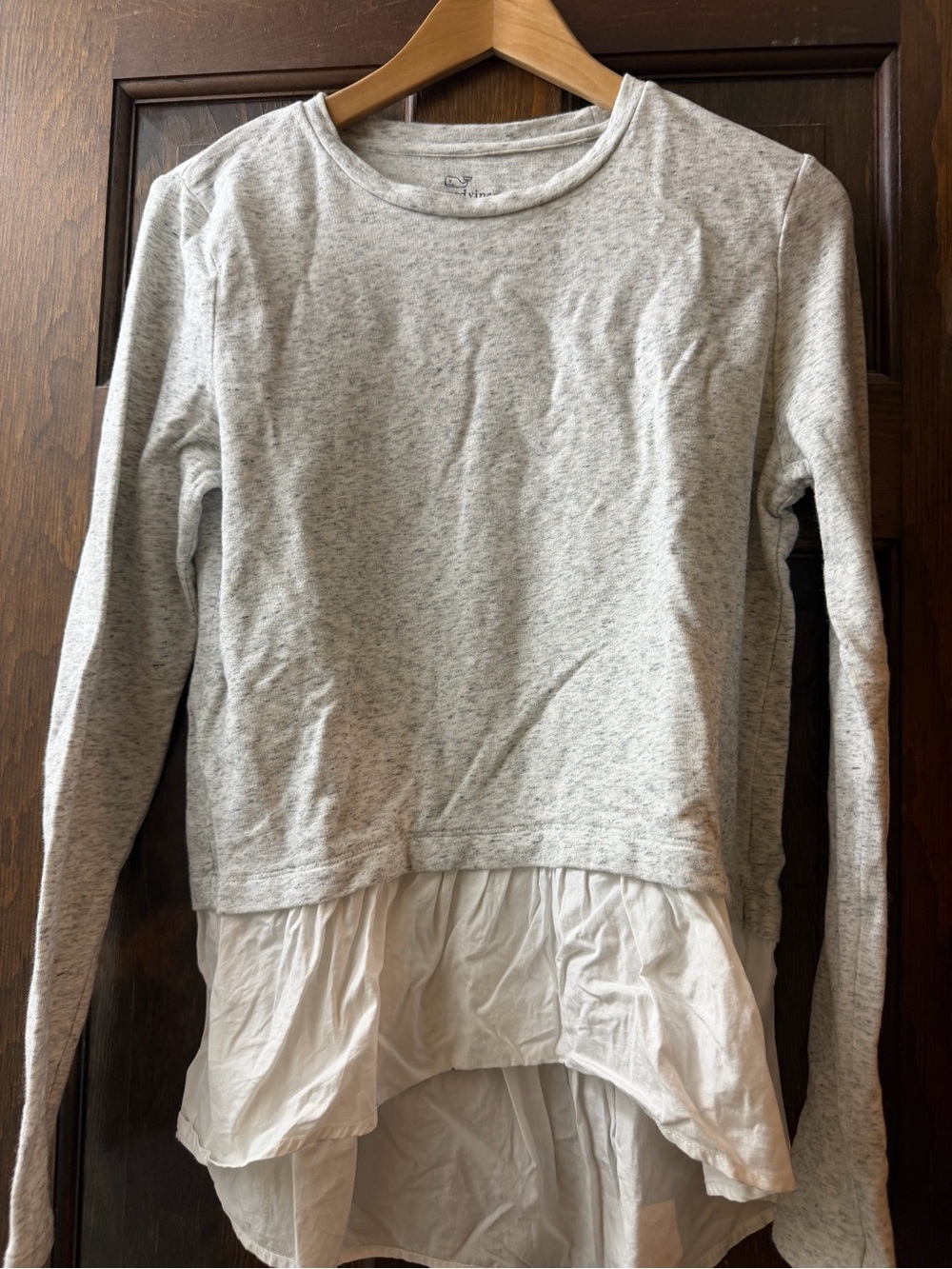 Womens' Layered Hem Long-Sleeve Top - Light Heather Gray